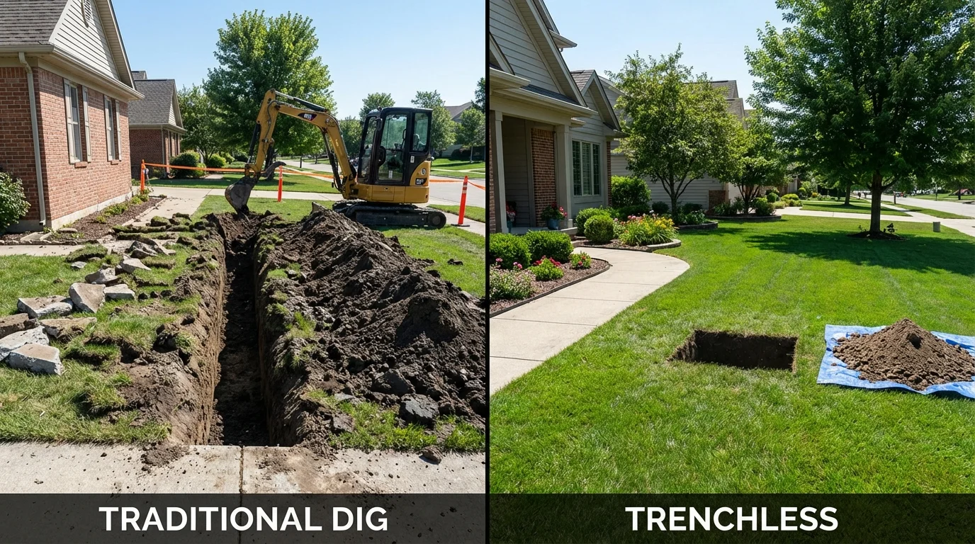 Trenchless sewer repair with minimal yard damage versus traditional excavation in Brewton, AL